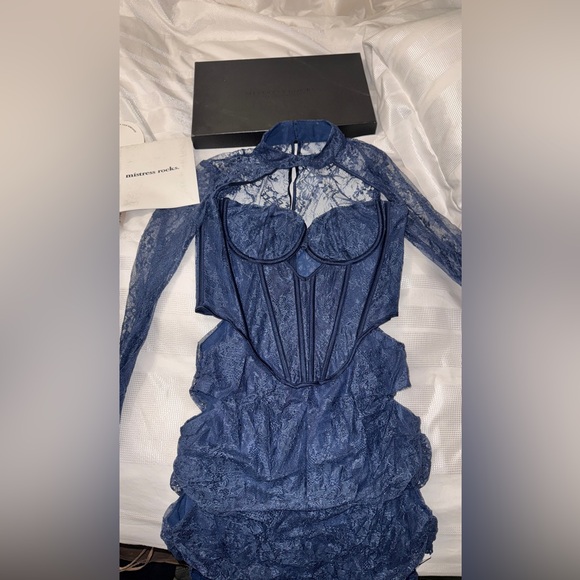 House of CB Dresses & Skirts - House of CB Navy Blue Lace Long Sleeve Corset Dress